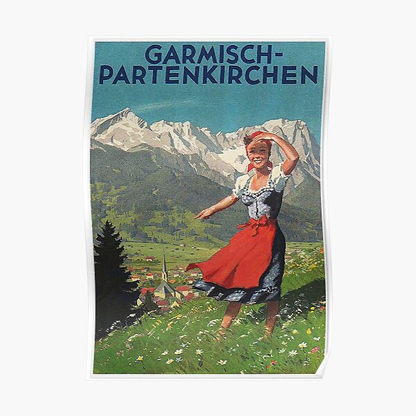 Garmisch Partenkirchen Vintage Tourist Poster Poster By Edsimoneit Redbubble