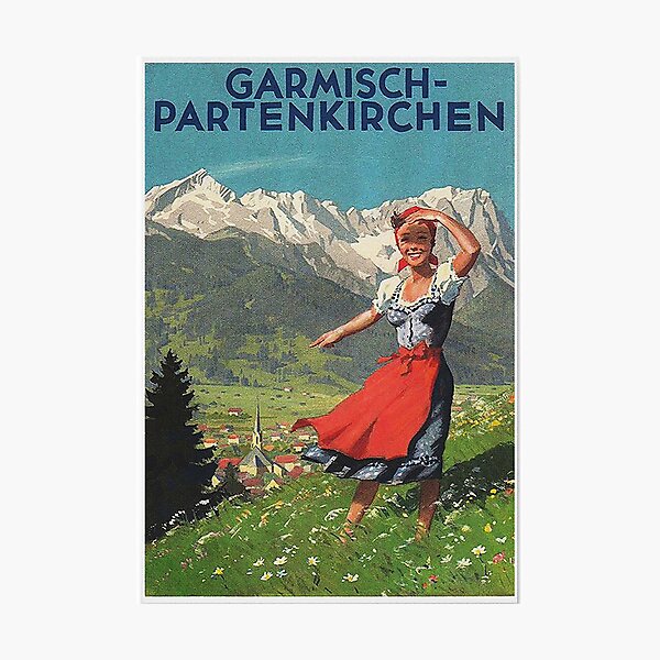 Garmisch Partenkirchen... vintage tourist poster Photographic Print