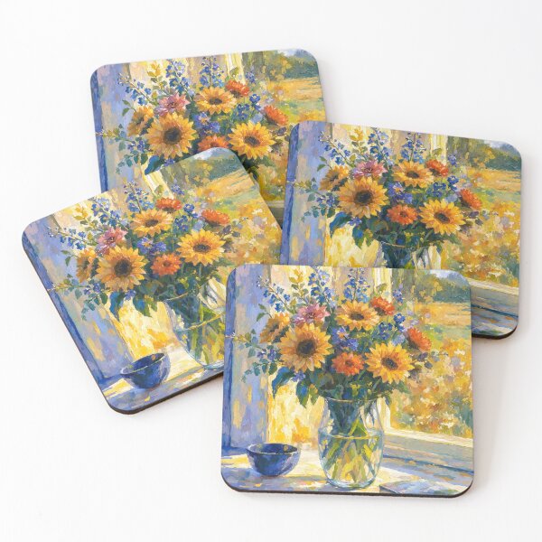 Item preview, Impressionist Sunflowers in Glass Vase Painting designed and sold by Discount code.
