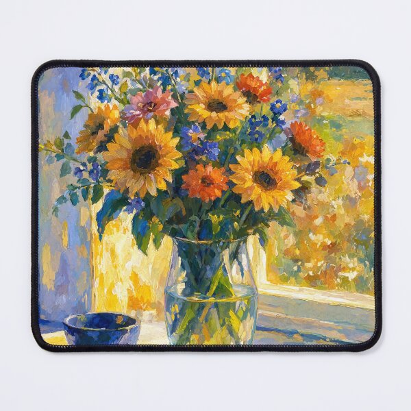 Item preview, Impressionist Sunflowers in Glass Vase Painting designed and sold by Discount code.
