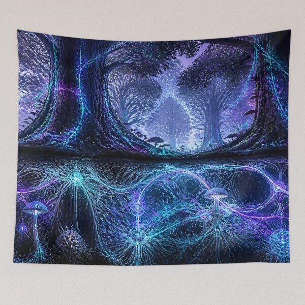 Item preview, Glowing Neural Mycelium Root Network in Enchanted Forest designed and sold by monkeybusiness.pt.
