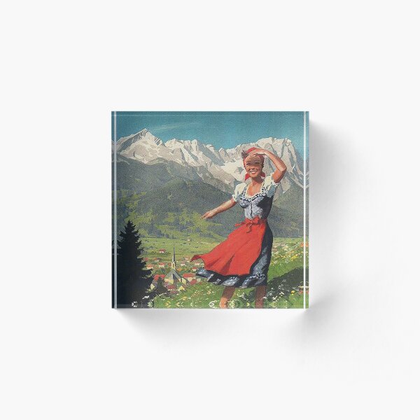 Garmisch Partenkirchen... vintage tourist poster Acrylic Block