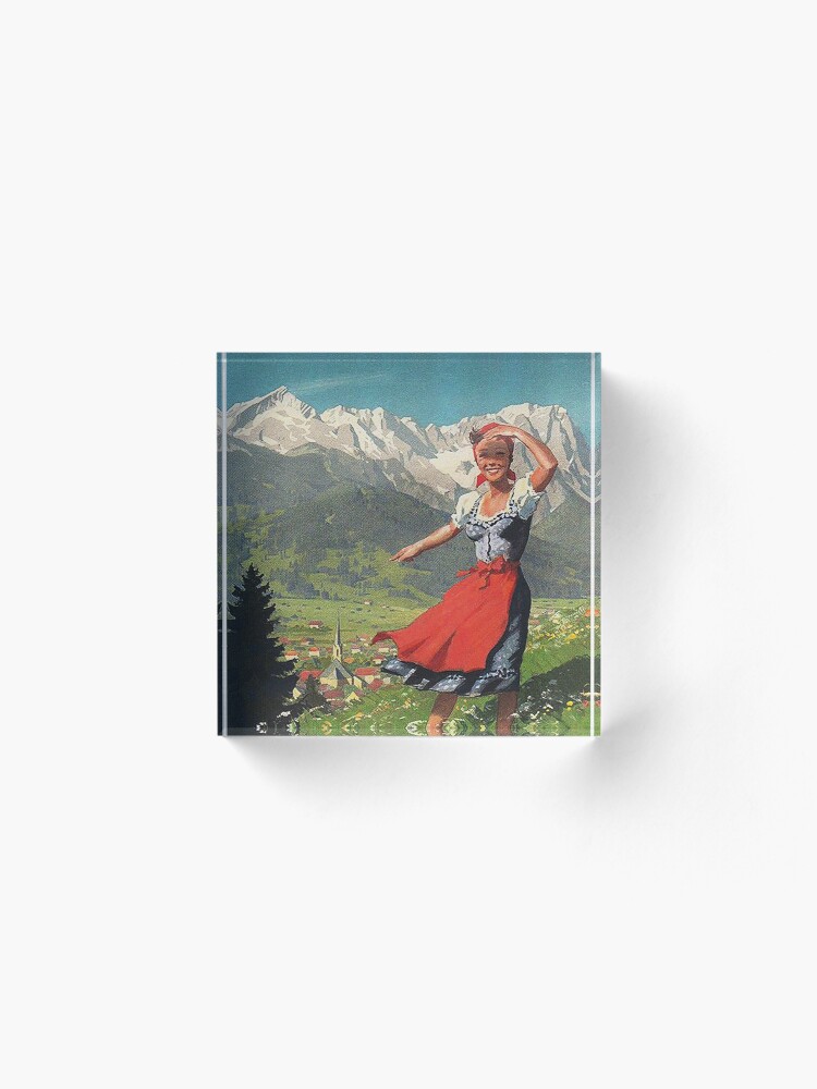 Alternate view of Garmisch Partenkirchen... vintage tourist poster Acrylic Block