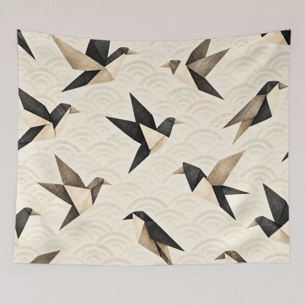 Item preview, Japanese Origami Birds (Black & Cream) designed and sold by WeaveSphere.