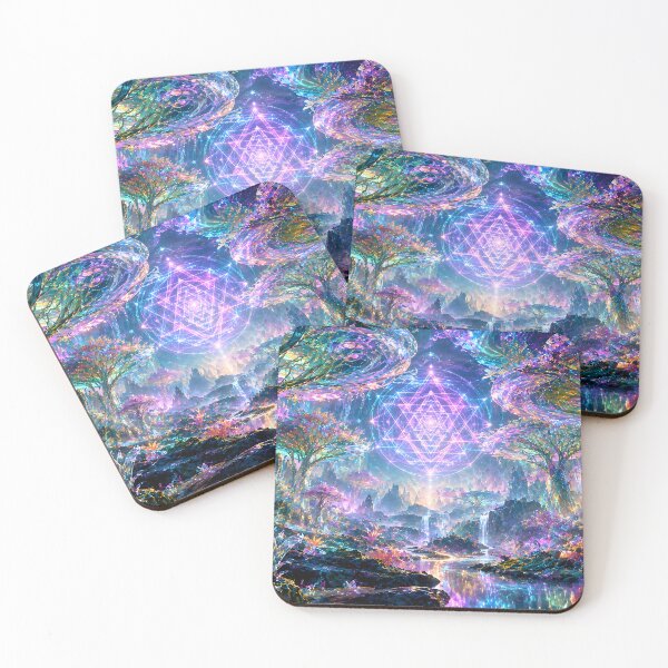 Item preview, Crystal Crystalline Forest with Glowing Sri Yantra Mandala designed and sold by monkeybusiness.pt.