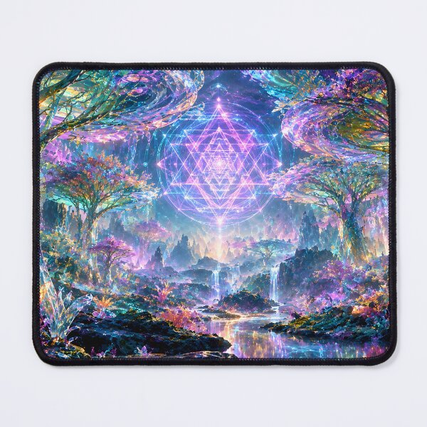 Item preview, Crystal Crystalline Forest with Glowing Sri Yantra Mandala designed and sold by monkeybusiness.pt.
