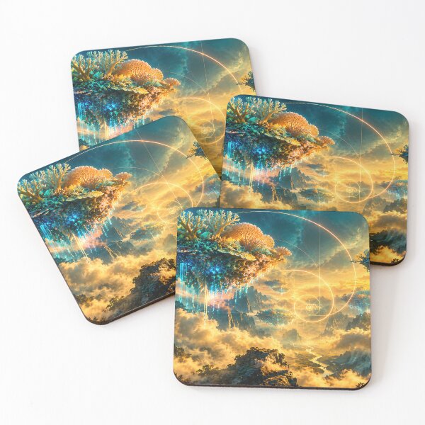 Item preview, Floating Coral Islands with Golden Ratio Fibonacci Spiral designed and sold by monkeybusiness.pt.