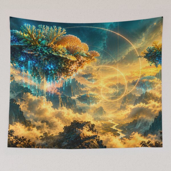 Item preview, Floating Coral Islands with Golden Ratio Fibonacci Spiral designed and sold by monkeybusiness.pt.