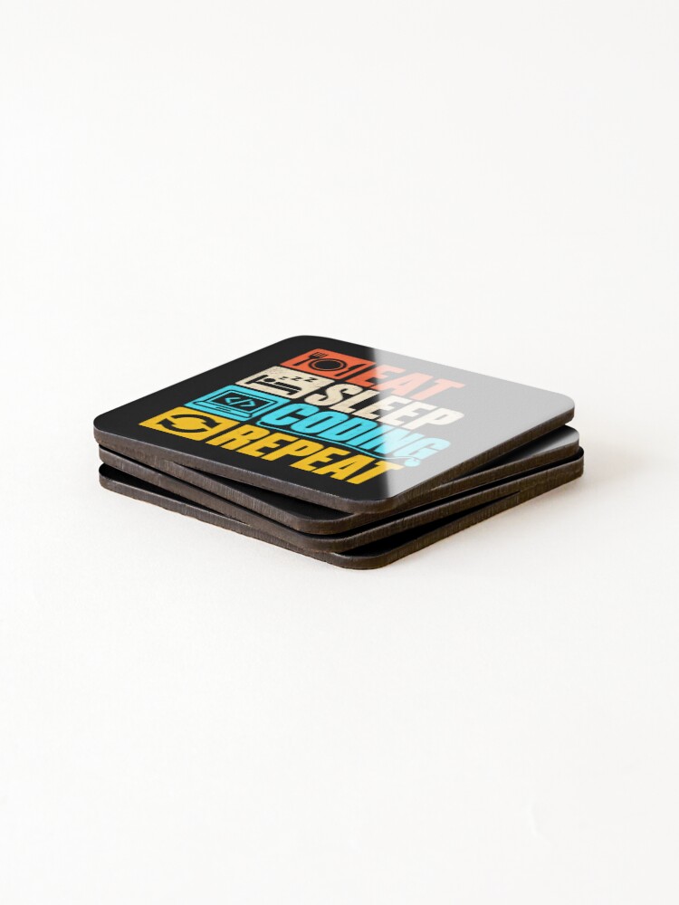 Thumbnail 4 of 5, Coasters (Set of 4), Eat Sleep Coding Repeat Programmer Developer Computer Science designed and sold by JonesFlora2025.