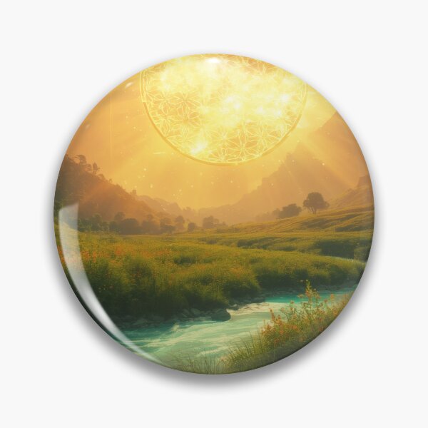 Item preview, Golden Flower of Life Sun Over Sacred Mountain River designed and sold by monkeybusiness.pt.