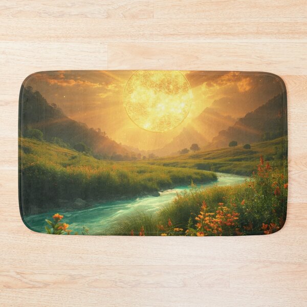 Item preview, Golden Flower of Life Sun Over Sacred Mountain River designed and sold by monkeybusiness.pt.