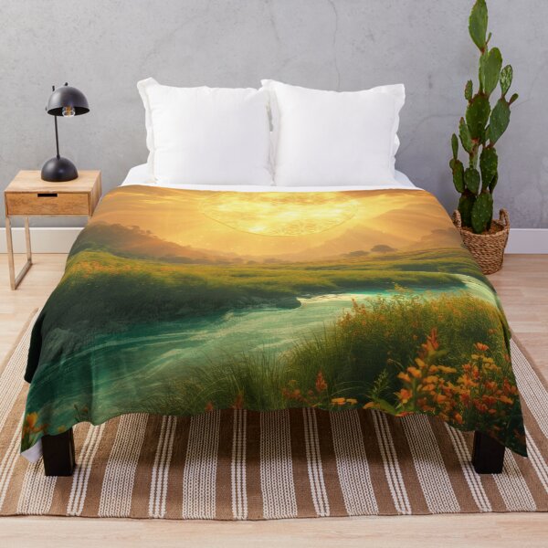 Item preview, Golden Flower of Life Sun Over Sacred Mountain River designed and sold by monkeybusiness.pt.