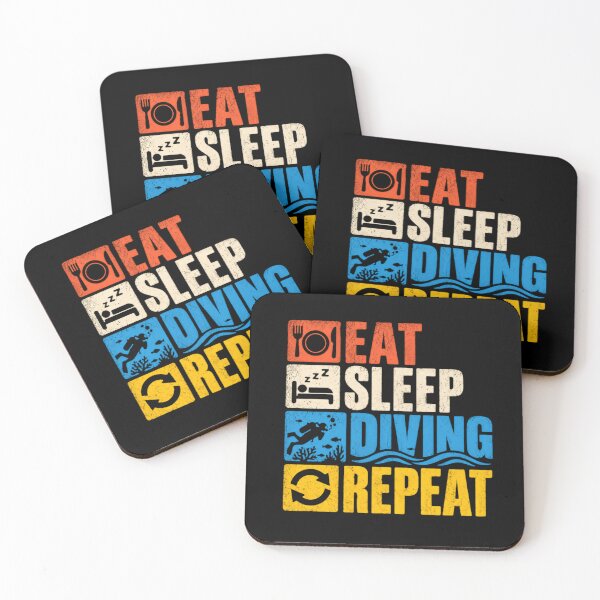 Item preview, Eat Sleep Diving Repeat Scuba Diver Underwater Hobby designed and sold by SkeletonsDanger.
