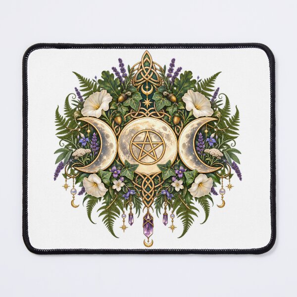 Item preview, Triple Moon Pentacle Botanicals – Celtic Pagan Celestial Art designed and sold by LunarRavenWolf.