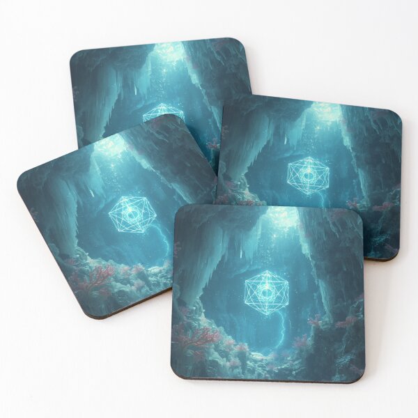 Item preview, Underwater Cave with Glowing Metatron Cube Sacred Geometry designed and sold by monkeybusiness.pt.