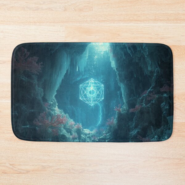 Item preview, Underwater Cave with Glowing Metatron Cube Sacred Geometry designed and sold by monkeybusiness.pt.