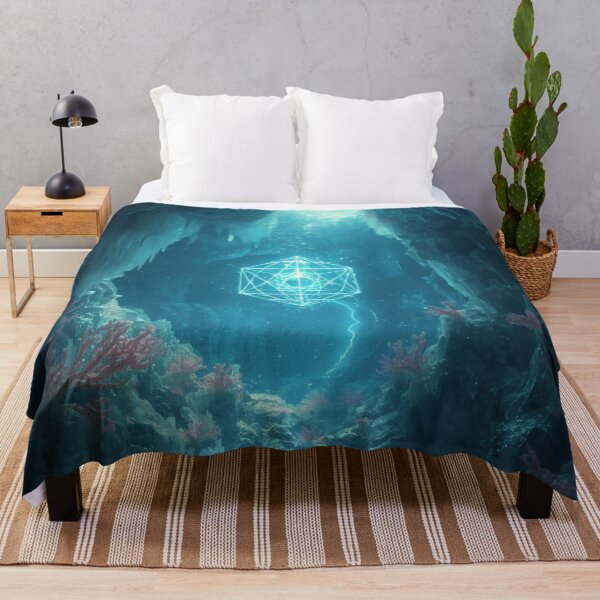 Item preview, Underwater Cave with Glowing Metatron Cube Sacred Geometry designed and sold by monkeybusiness.pt.