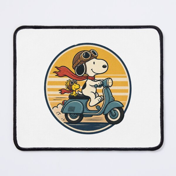 Item preview, Cute Snoopy Riding Scooter with Aviator Goggles and Woodstock Companion Illustration designed and sold by Bayanihan.