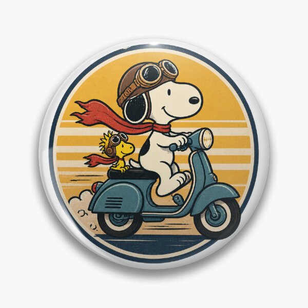 Item preview, Cute Snoopy Riding Scooter with Aviator Goggles and Woodstock Companion Illustration designed and sold by Bayanihan.