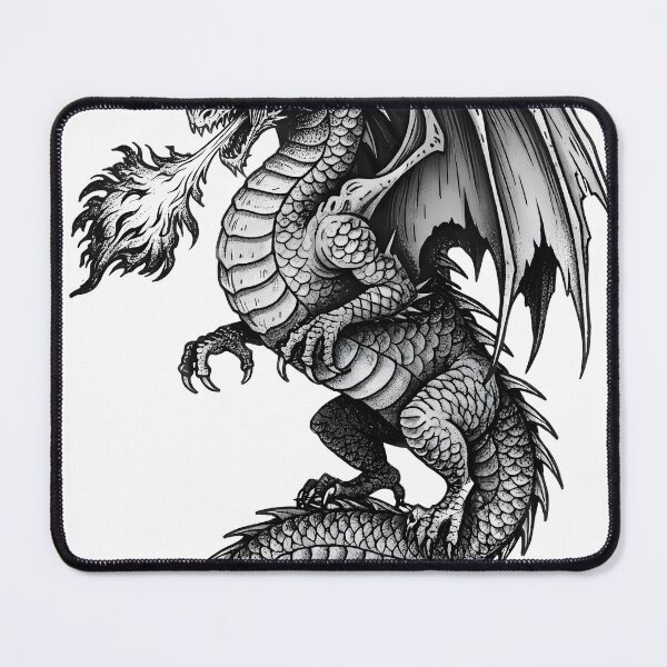 Item preview, Blazing Fire Dragon - Detailed Flame Breath Ink Illustration designed and sold by DragonSerpent Ink.