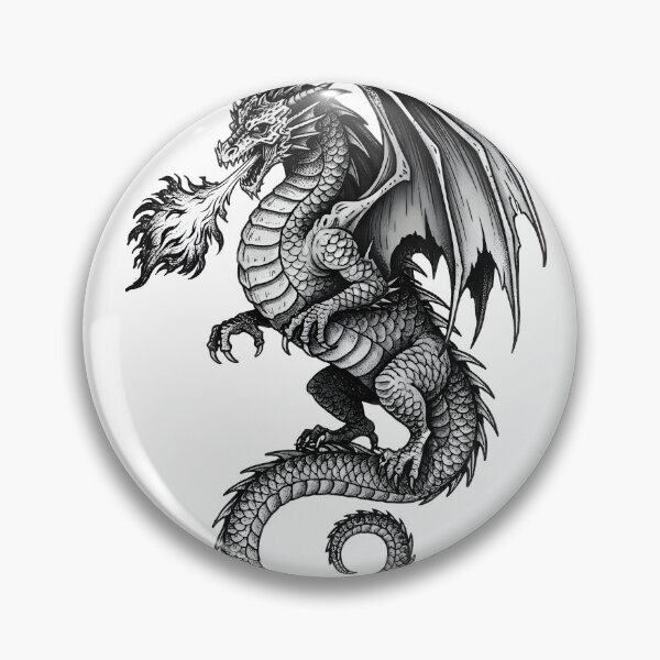 Item preview, Blazing Fire Dragon - Detailed Flame Breath Ink Illustration designed and sold by DragonSerpent Ink.