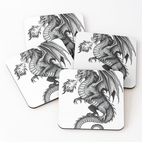 Item preview, Blazing Fire Dragon - Detailed Flame Breath Ink Illustration designed and sold by DragonSerpent Ink.