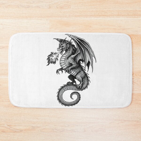 Item preview, Blazing Fire Dragon - Detailed Flame Breath Ink Illustration designed and sold by DragonSerpent Ink.