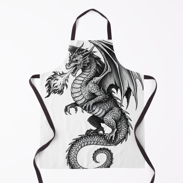 Item preview, Blazing Fire Dragon - Detailed Flame Breath Ink Illustration designed and sold by DragonSerpent Ink.