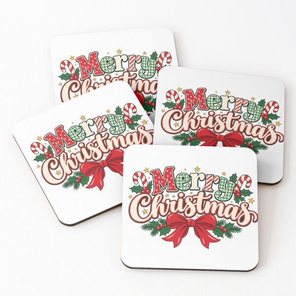 Item preview, Merry Christmas Patchwork Lettering with Red Bow designed and sold by skyartdesign.