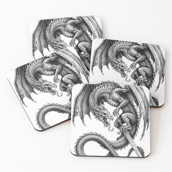 Item preview, Rune Sword Dragon - Gripping Blade Infinity Tail Ink Art designed and sold by DragonSerpent Ink.