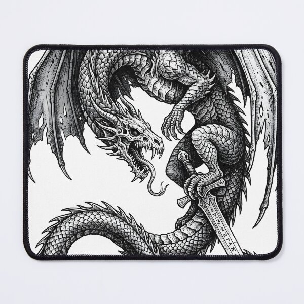 Item preview, Rune Sword Dragon - Gripping Blade Infinity Tail Ink Art designed and sold by DragonSerpent Ink.