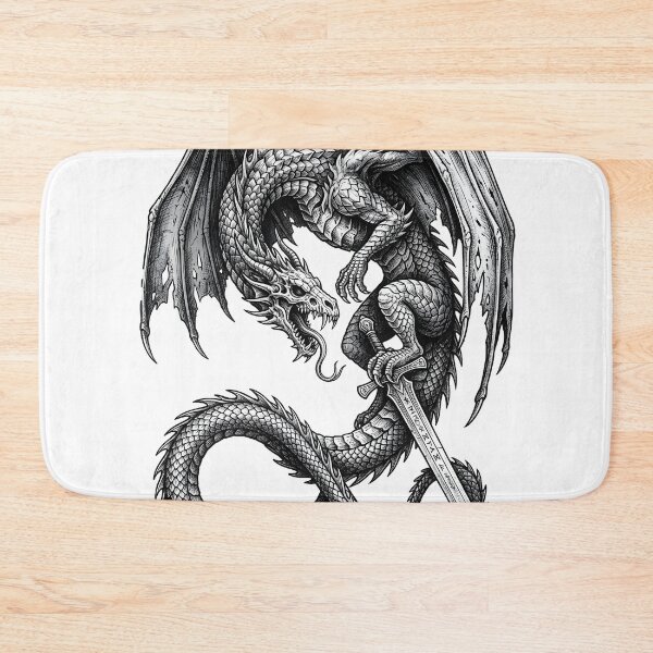 Item preview, Rune Sword Dragon - Gripping Blade Infinity Tail Ink Art designed and sold by DragonSerpent Ink.
