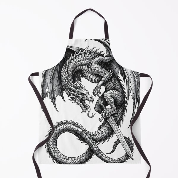 Item preview, Rune Sword Dragon - Gripping Blade Infinity Tail Ink Art designed and sold by DragonSerpent Ink.