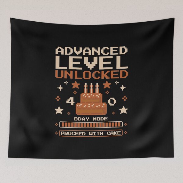 Item preview, 40th Birthday Advanced Level Unlocked Pixel Art Retro Gamer Birthday Cake designed and sold by HYPNK.