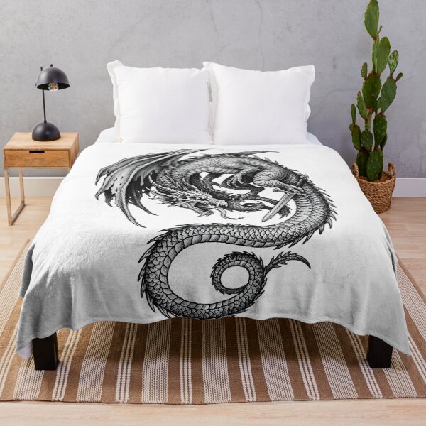 Item preview, Dragon and Sword - Coiled Serpentine Ink Illustration designed and sold by DragonSerpent Ink.