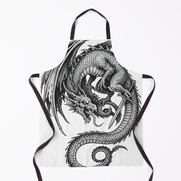Item preview, Dragon and Sword - Coiled Serpentine Ink Illustration designed and sold by DragonSerpent Ink.