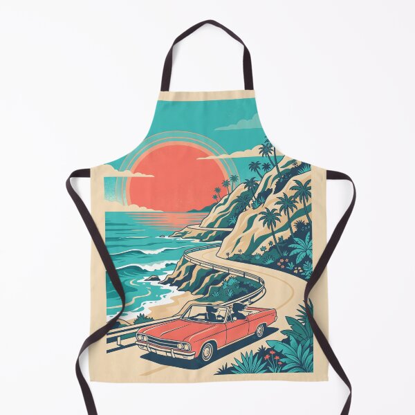 Item preview, Vintage Red Convertible Driving on Coastal Road – Retro Beach Drive Design designed and sold by Sea Gem.