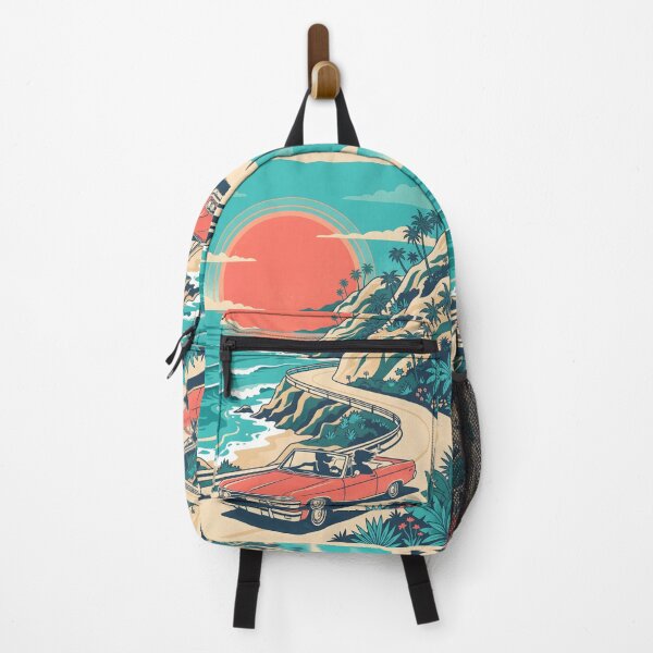 Item preview, Vintage Red Convertible Driving on Coastal Road – Retro Beach Drive Design designed and sold by Sea Gem.