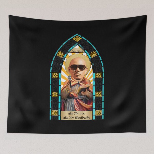 Item preview, Saint Pitbull Mr 305 Mr Worldwide Stained Glass Art designed and sold by sil-gen-rove.
