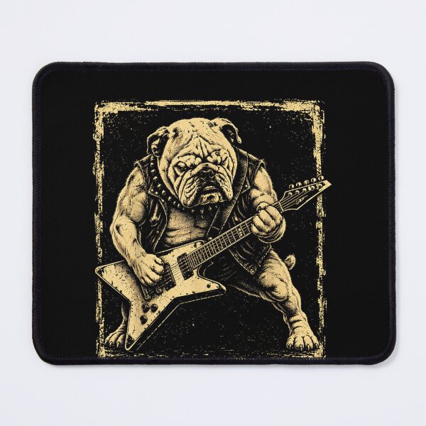 Item preview, Funny Bulldog Dog Playing Guitar Rock Punk Vintage designed and sold by Juansustait.
