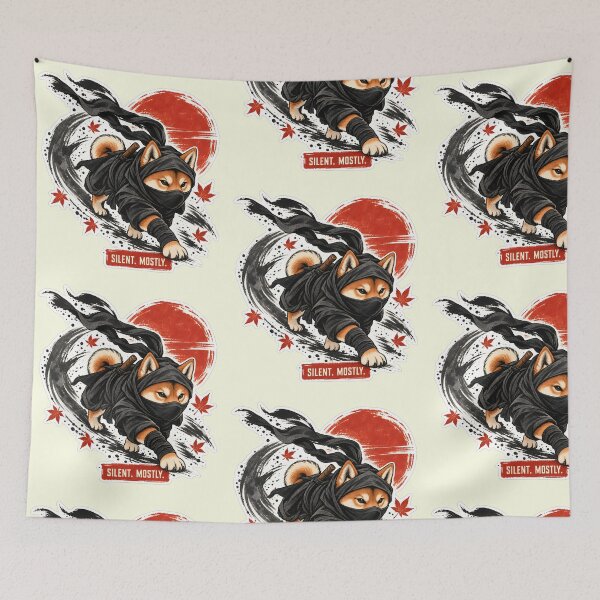Item preview, Silent Mostly – Funny Shiba Inu Ninja Dog designed and sold by Jaani-T.