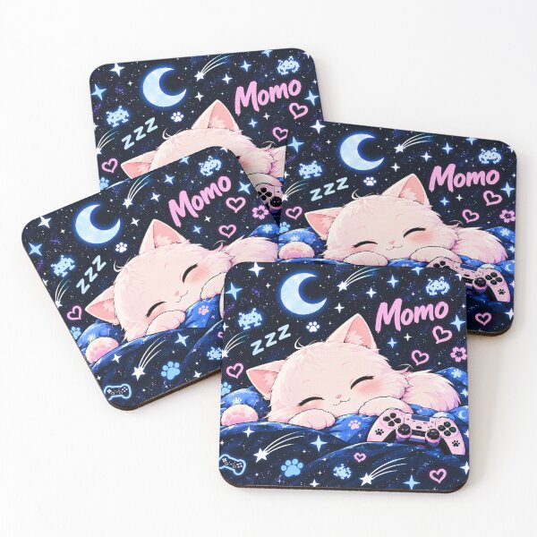 Item preview, Momo Sleeping Cat – Cute Gaming Cat, Moon & Stars, Neko Yuki designed and sold by Vantu Design.