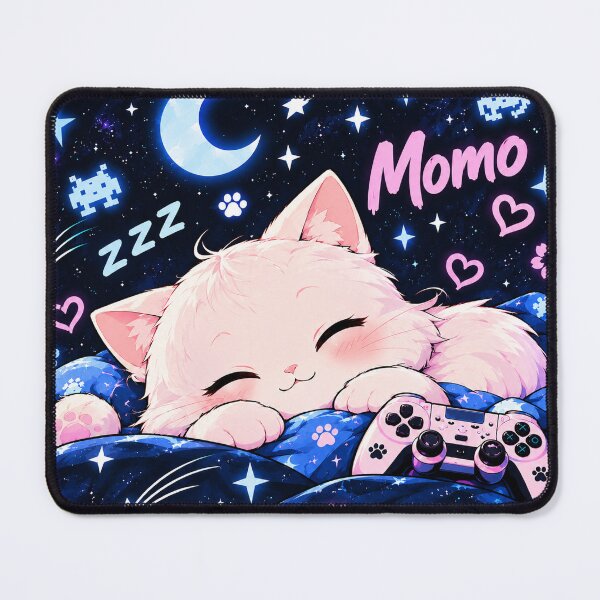 Item preview, Momo Sleeping Cat – Cute Gaming Cat, Moon & Stars, Neko Yuki designed and sold by Vantu Design.