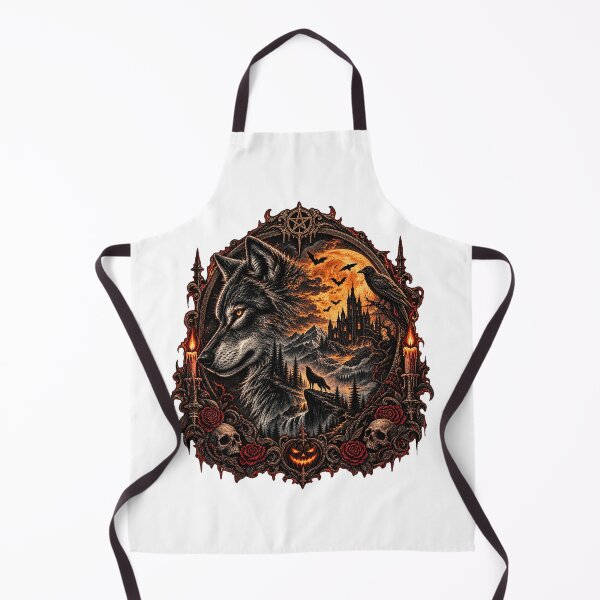 Item preview, Gothic Wolf Under Orange Moonlight designed and sold by QuiteOrbit.