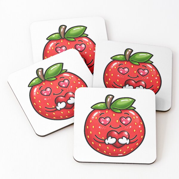 Item preview, Cute Kawaii Strawberry Hugging Heart designed and sold by DailyPeach.