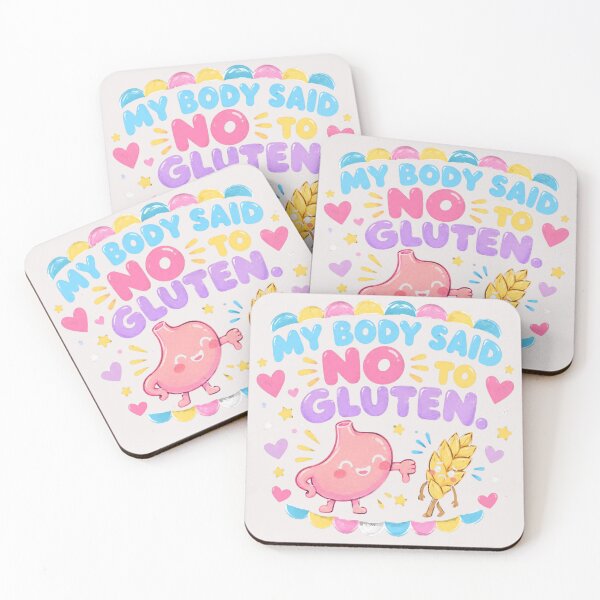 Item preview, My Body Said No To Gluten – Cute Kawaii Stomach & Wheat – Funny Gluten Free Tee designed and sold by bobscraze.