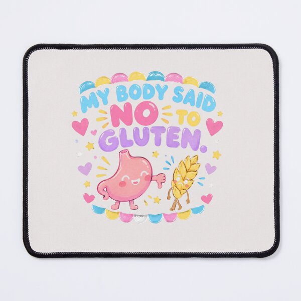 Item preview, My Body Said No To Gluten – Cute Kawaii Stomach & Wheat – Funny Gluten Free Tee designed and sold by bobscraze.