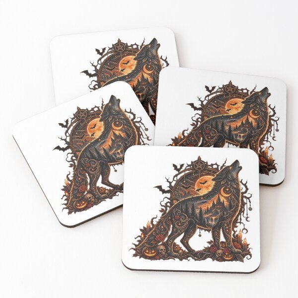 Item preview, Wolf Howling at Moon Silhouette designed and sold by QuiteOrbit.