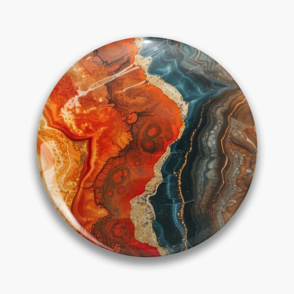 Item preview, Fiery Orange and Blue Geode Abstract – Resin Agate Art designed and sold by LunarRavenWolf.