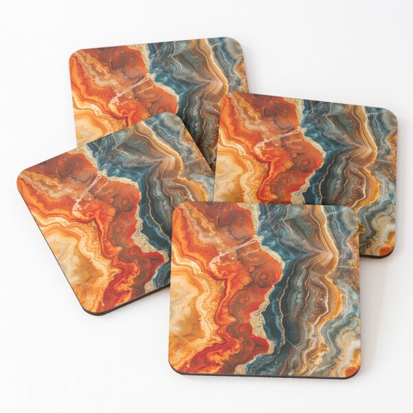 Item preview, Fiery Orange and Blue Geode Abstract – Resin Agate Art designed and sold by LunarRavenWolf.
